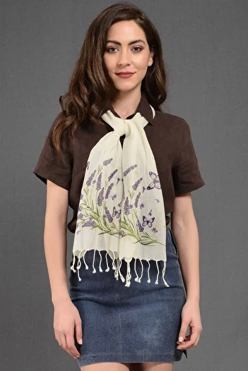 Dosimira Lavender Cotton Printed Small Scarf