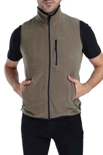 GHASSY CO. Men's Khaki Multi-Pocket Light Fleece Vest