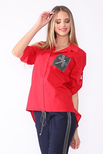 etselements Women's Red Sports Shirt
