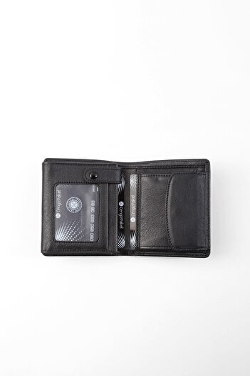 CENGİZ PAKEL Men's Black Genuine Leather Small Wallet