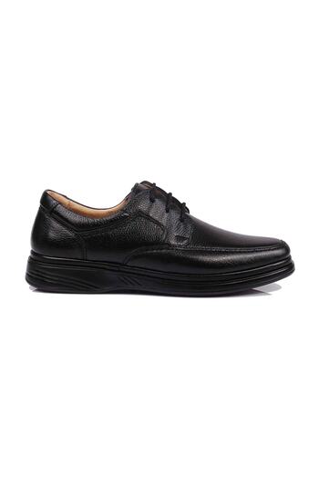 DETECTOR Men's Black Orthopedic Inner Outer Full Leather Extra Comfortable Large Size Casual Shoes 701sk (40-48)