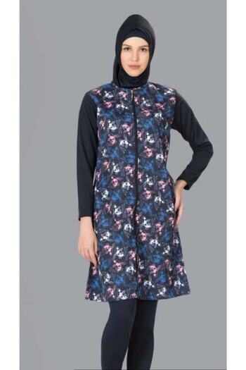 Fantasy 3065 Dark Blue Patterned Hijab Swimsuit