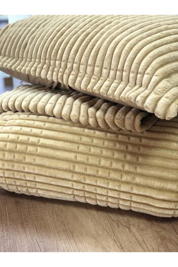 Merinos Modern Line Çift Kişilik Battaniye - Yatak Örtüsü - Hardal