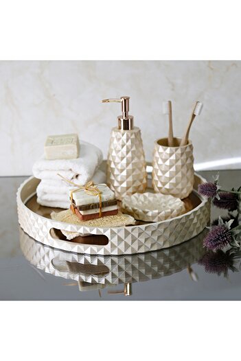 Selim Pyramid Round Pearl Tray 38 Cm