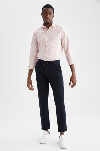 DeFacto Modern Fit Polo Neck Long Sleeve 100% Cotton Shirt
