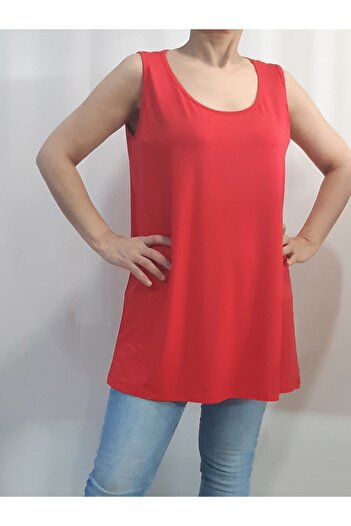 Mertcan Butik Red Thick Strap Combed Cotton Viscose T-Shirt