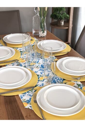 desen izmir American Service 6-Piece Plate and Runner Lemon Flower Set
