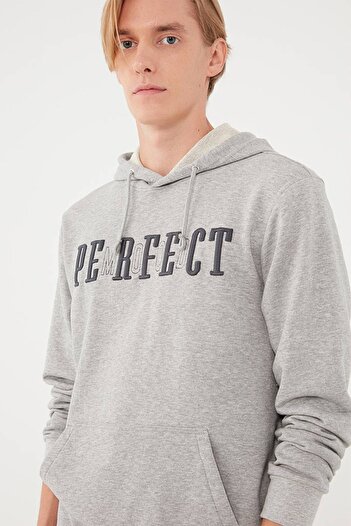 Mavi Чоловічий сірий світшот з принтом Perfect 066337-30781