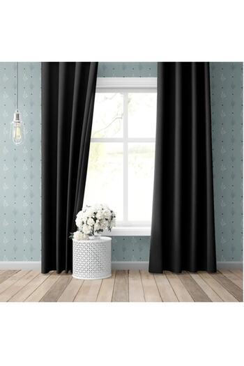 ALTINPAMUK Blackout Light Proof Background Curtain Black Pleatless Extra Booster Blackout Sunshade