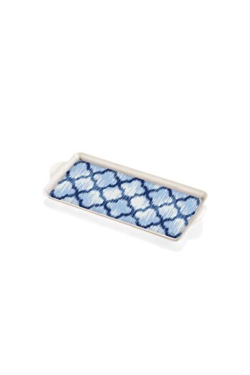 The Mia Blue Ikat Pattern Tray 36x16cm