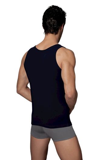 Doreanse Men's Modal Solid Color Wide Crew Neck Undershirt Navy Blue