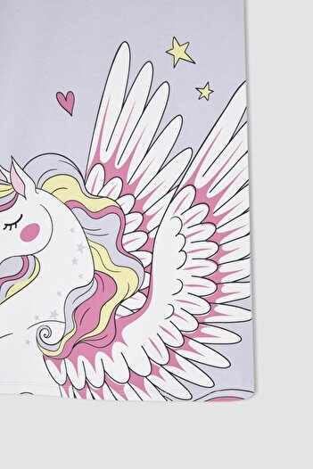 DeFacto Kız Çocuk Regular Fit Unicorn Baskılı Kolsuz Penye Yazlık Elbise