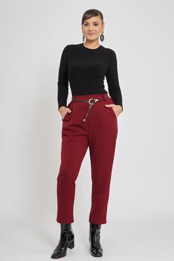 VERDA Leather Belted Pants