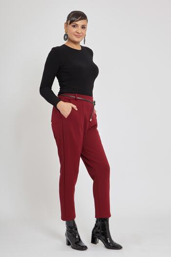 VERDA Leather Belted Pants