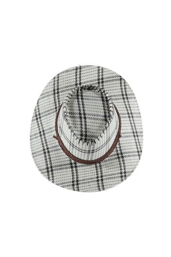 Kardelen Butik Denizli Vintage Checkered Suede Jazz Hat ( Unisex ) ( White ) ( 55-58 Cm )