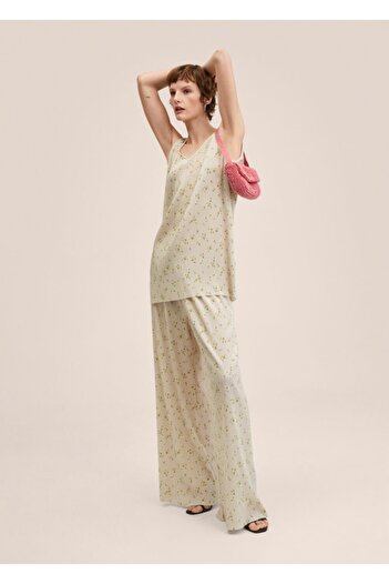 MANGO Woman Floral Pleated Top
