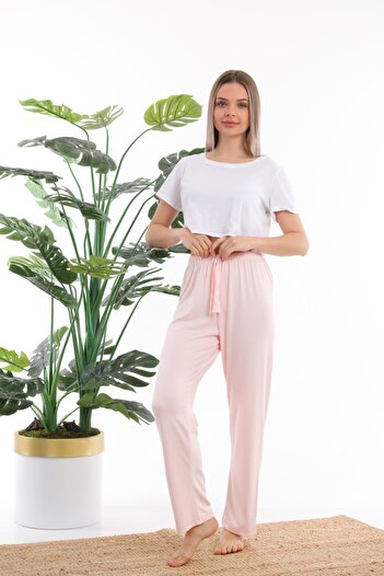 Arvin Pijama Γυναικεία Ροζ Μονόχρωμη Θερμική Πιτζάμα Πάτου