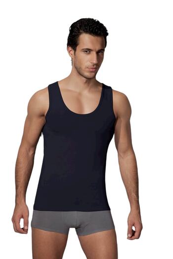 Doreanse Men's Modal Solid Color Wide Crew Neck Undershirt Navy Blue