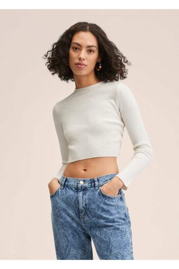 MANGO Woman Cotton Sweater with Side Slits