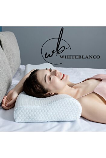 WHITEBLANCO Visco Neck Pillow Neck Supporter Visco Pillow Ορθοπεδικό Μαξιλάρι Λαιμού Διπλής Όψης