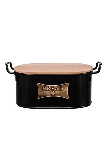 EVSTYLE Bread Box with Wooden Cutting Board - Black