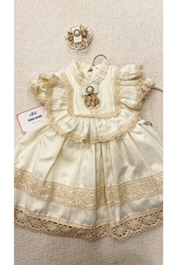 PARK BEBE Baby Girl Evening Dress Old Time Dress with Buckle Accessory 9-24 Months