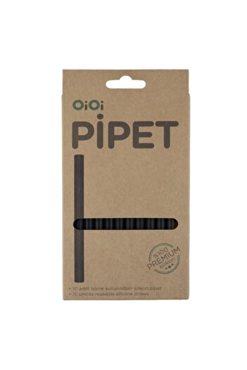 OiOi Silicone Straws 10pcs Black