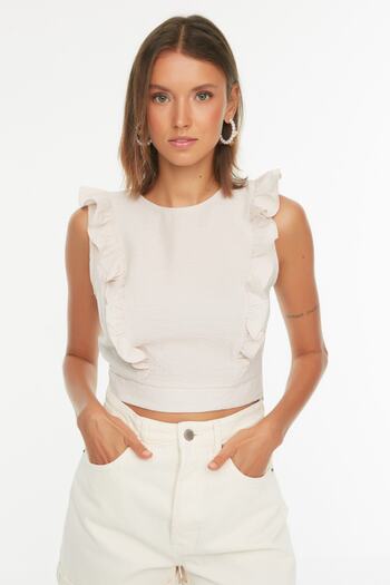 Trendyol Collection Halenka s norkovým volánem TWOSS22BZ0994