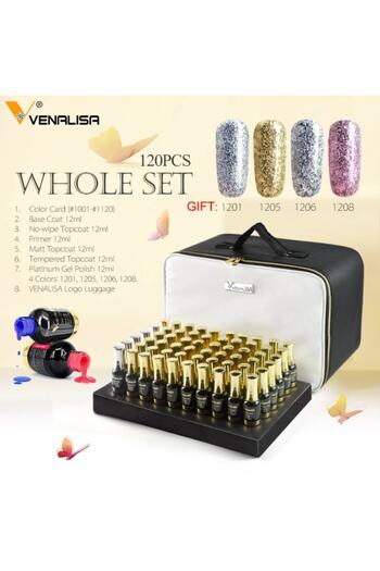 Venalisa 120 Renk Kalıcı Oje Seti Büyük Salon Seti Kartela Ve Lüks Deri Çantalı Set