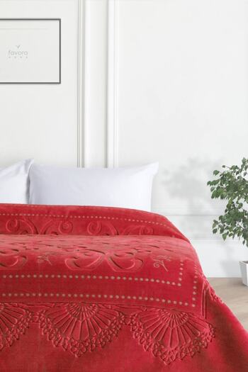 Merinos Pırıltı Embos Double Blanket - Claret Red