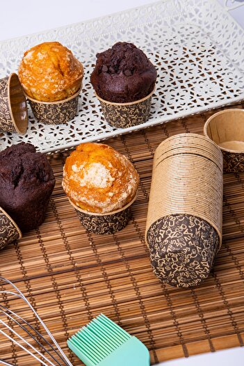 Huzur Party Store Brown 50-Piece Cake Mold Letter Number Printed 7x3.5 cm Muffin Cupcake Capsule