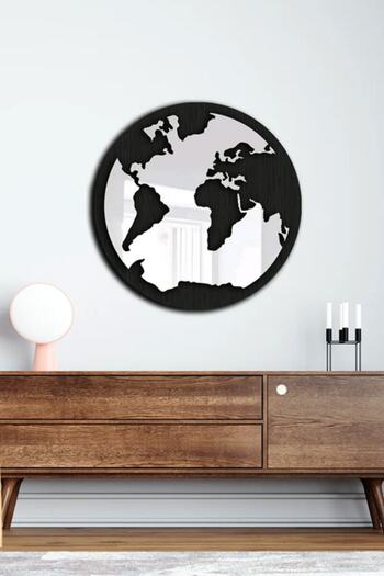 AHWALL World Map Plexi Decorative Table with Mirror