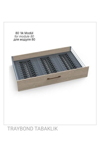 ARON New Generation Bladder Traybond - 80 Pieces Plastic Plate Rack, Drawer Inside, 81X48 Module