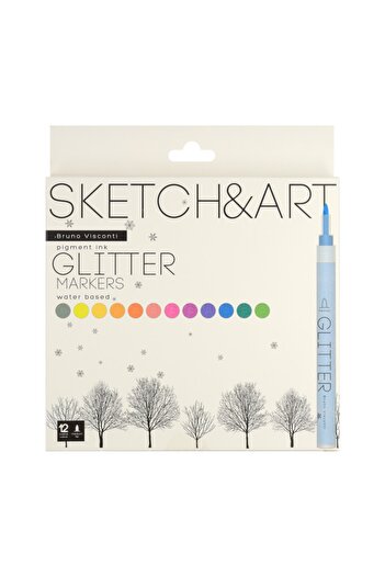 Bruno Visconti Sketch & Art 12-Piece Glitter Water Based Marker Pen