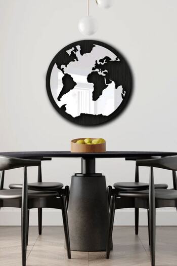 AHWALL World Map Plexi Decorative Table with Mirror