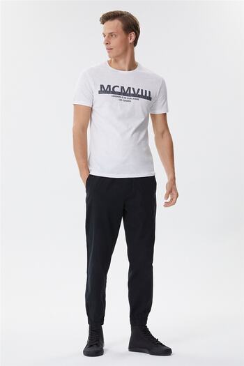 Lee Cooper Ανδρικό μπλουζάκι με λαιμόκοψη - Λευκό