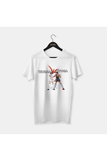 OFFSIDE CLOTHES Σειρά Tsubasa, Tsubasa Vs Hyuga, Ειδικό σχέδιο ποδοσφαίρου, Λευκό χτενισμένο βαμβακερό μπλουζάκι