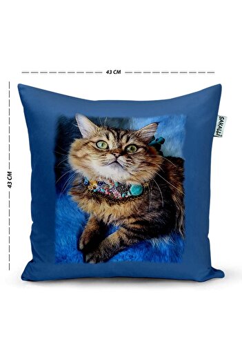Sakallı Cat Patterned 3D Printed Decorative Throw Pillow Cover