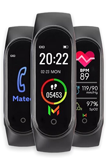 MATEO M4 Akıllı Bileklik Nabız |  Adım Sayar | Android iOS Uyumlu | Türkçe Menülü | Spor ve Sağlık Takibi