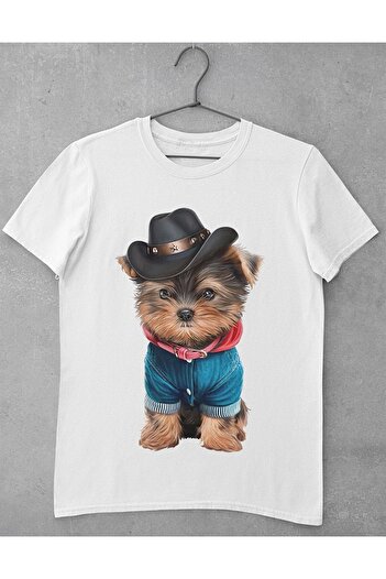 Machetta Χαριτωμένο μπλουζάκι με στάμπα Yorkshire Dog με καπέλο