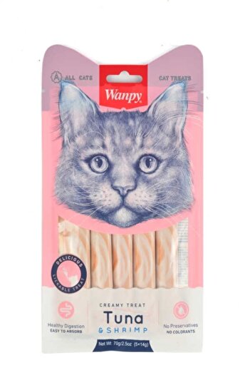 Wanpy Ton Balığı Ve Karidesli Sindirim Sistemi Destekleyici Sıvı Ödül Maması 5x14 Gr