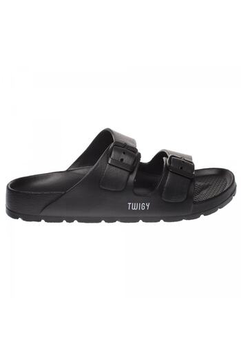 Twigy Jessica Black Double I Buckle Women's Slippers