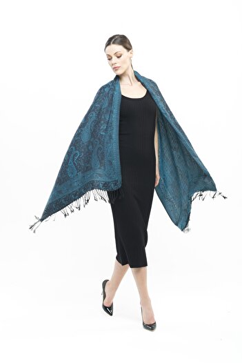 K&B PASHMINA Cashmere Shawl |   Black Blue |   Does Not Contain Polyester |   Good Quality and Stylish Design