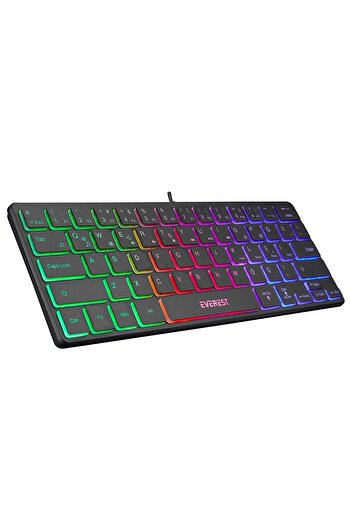 Everest Minico Usb Rainbow Aydınlatmalı Q Kablolu Klavye Slim Kb-73m