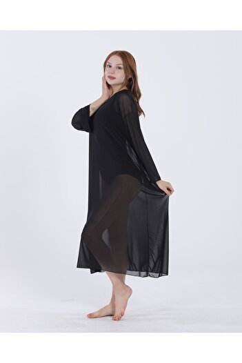 vawensea Women's Long Sleeve Pareo Beach Dress Black