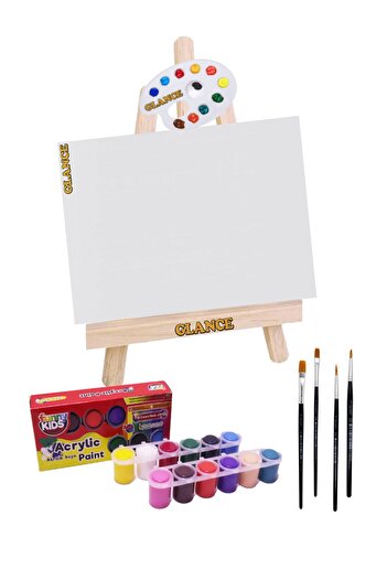 GLANCE Rich Funny Kids 25 Ml Akrilik 12 Li 25x35 Tuval Masaüstü Şövale Seti