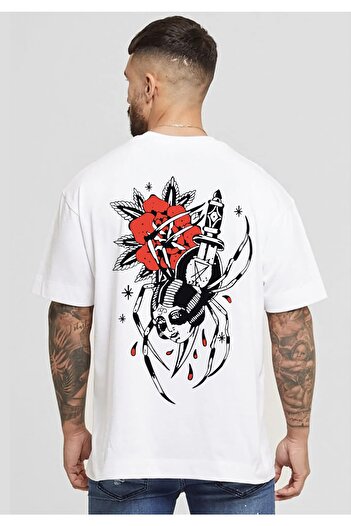 DEEPSENCE Ανδρικό μπλουζάκι Oversize Scorpion Back Print Λευκό