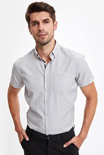 DeFacto Πουκάμισο με κοντό μανίκι με σχέδιο Slim Fit