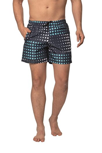 Crozwise Round Patterned - Men's Navy Blue Swim Shorts - 3148-01