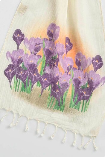Dosimira Women's Saffron Flower Cotton Printed Scarf